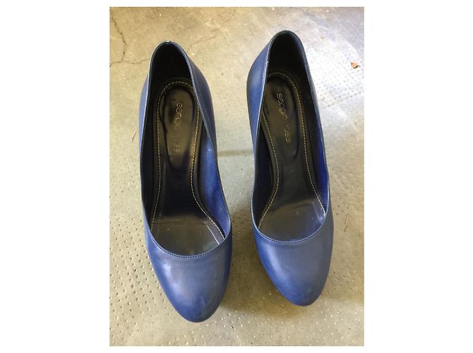 Sergio Rossi Pumps aus blauem Leder 10cm Absatz Marineblau - Ansicht 2