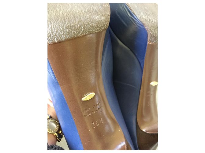 Sergio Rossi Pumps aus blauem Leder 10cm Absatz Marineblau - Ansicht 6