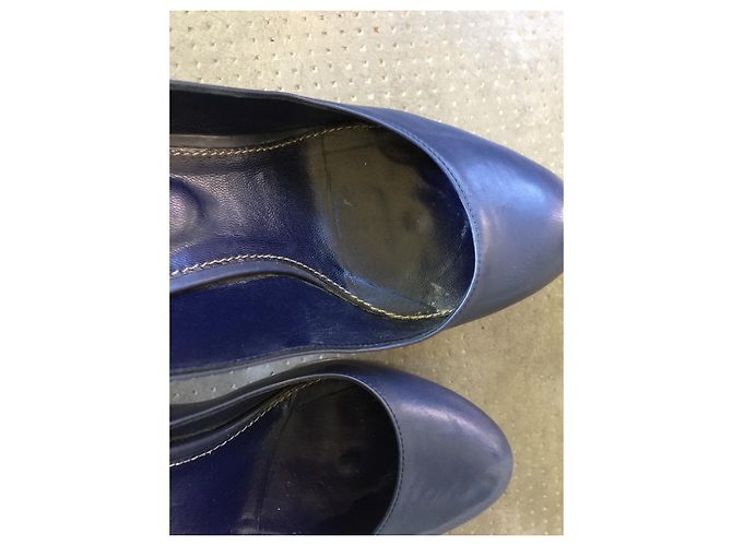 Sergio Rossi Pumps aus blauem Leder 10cm Absatz Marineblau - Ansicht 7
