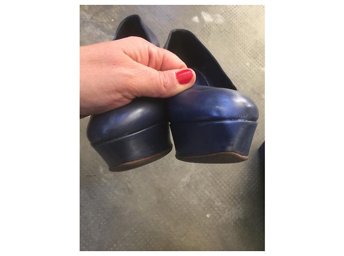 Sergio Rossi Pumps aus blauem Leder 10cm Absatz Marineblau - Ansicht 8