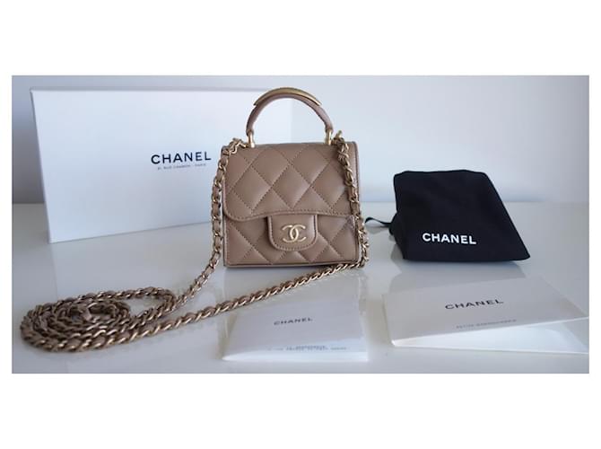 Timeless Mini borsa Chanel classica beige - vista 5