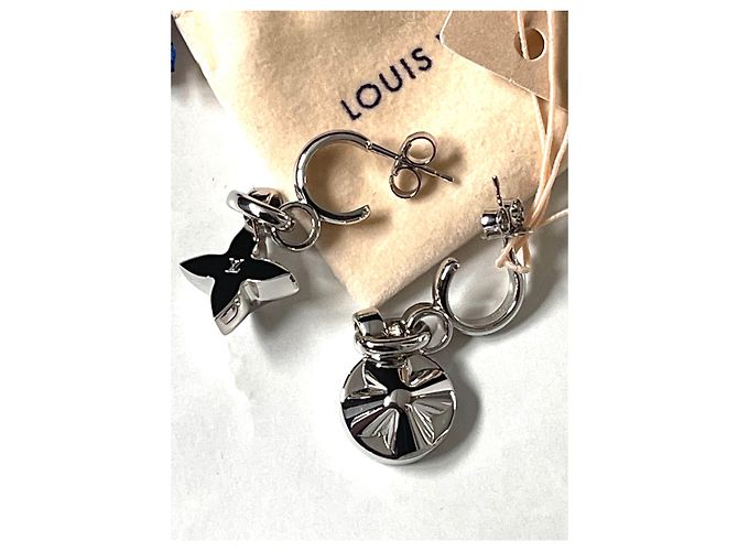 Louis Vuitton Mis pendientes de cadena de flores Plata - vista 3