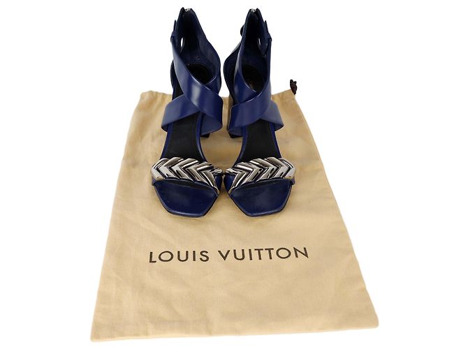 Louis Vuitton Kalbsleder Westbound Sandalen mit Blockabsatz Blau - Ansicht 5