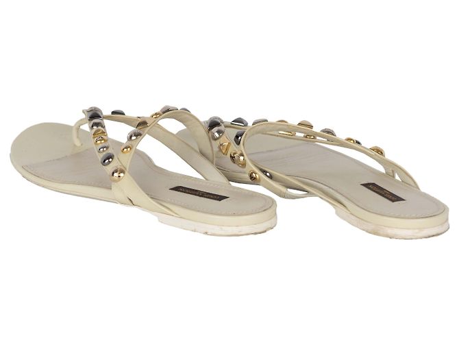Sandali infradito con borchie Louis Vuitton Bianco - vista 3