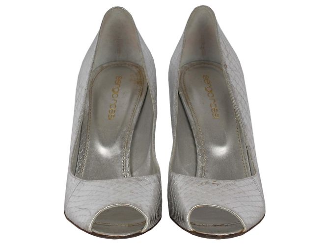 Sergio Rossi Tacchi Peeptoe Effetto Serpente Argento - vista 2