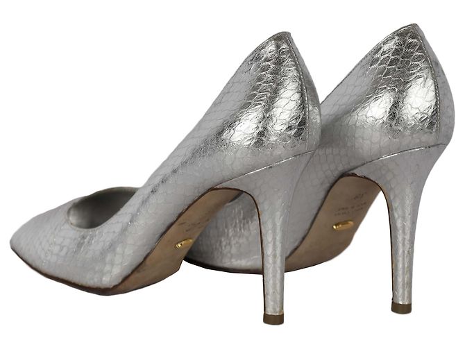 Sergio Rossi Tacchi Peeptoe Effetto Serpente Argento - vista 3