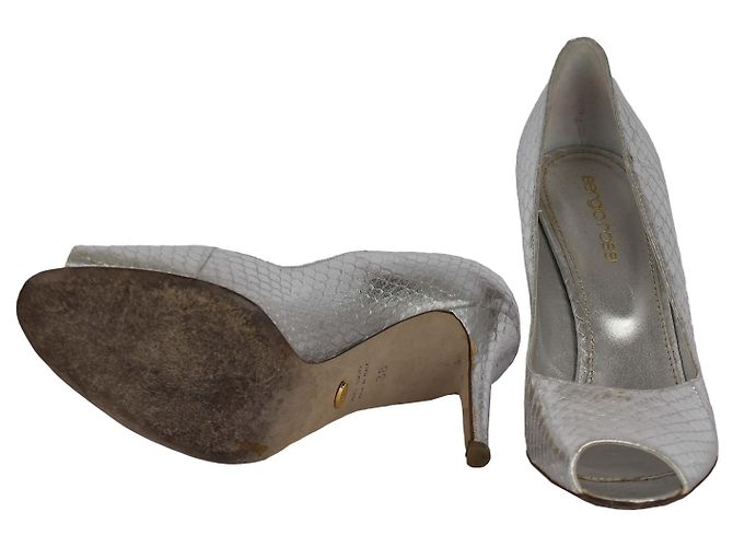 Sergio Rossi Tacchi Peeptoe Effetto Serpente Argento - vista 4