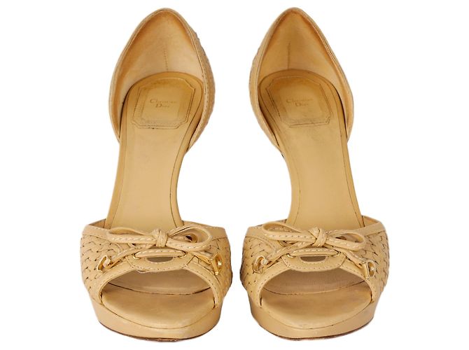 Dior Beige Pelle Peeptoe Tacchi con Fiocco - vista 2
