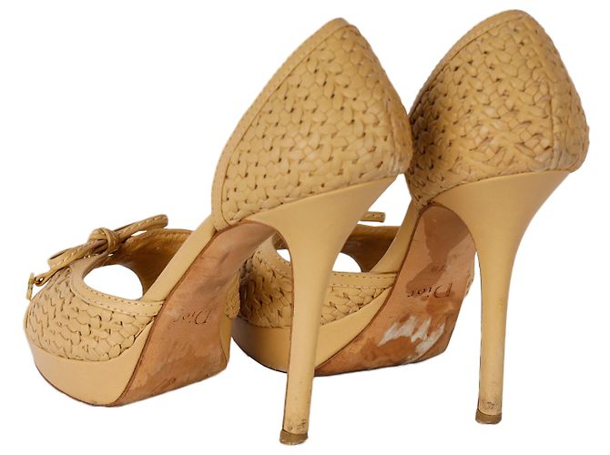 Dior Beige Pelle Peeptoe Tacchi con Fiocco - vista 3