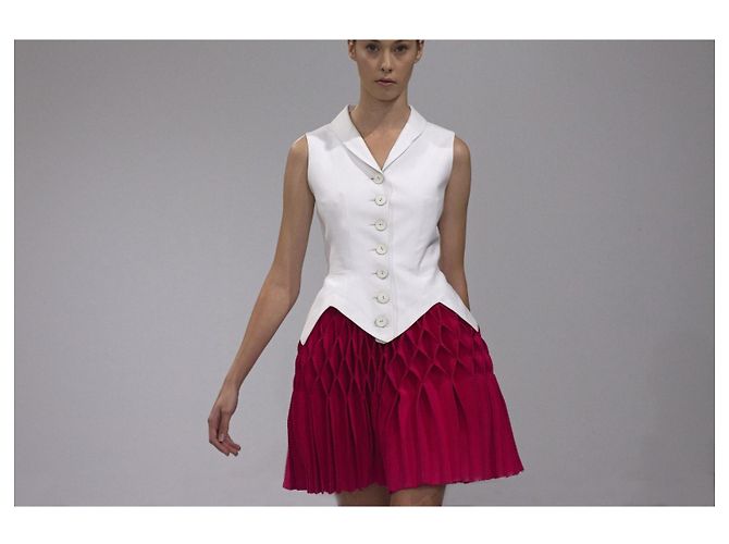Alaïa Origami Wabenkleid Rot - Ansicht 5