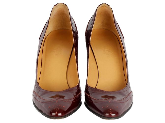 Hermès Patent Brogue Pumps Bordeaux - Ansicht 2