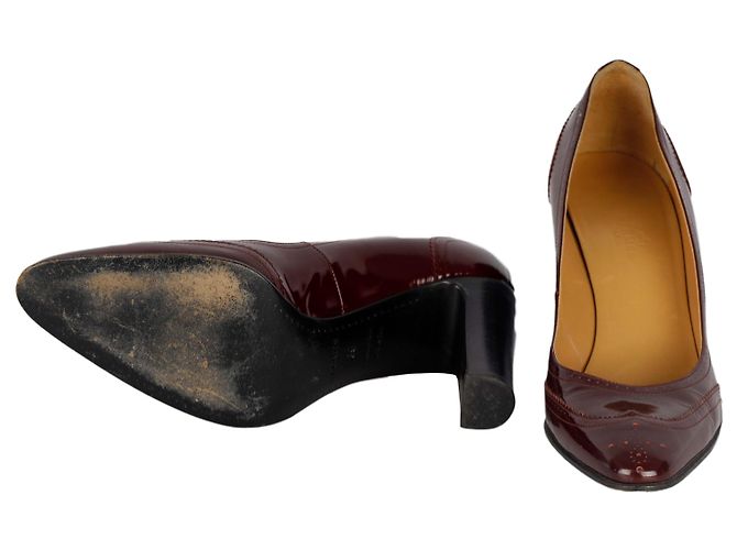 Hermès Patent Brogue Pumps Bordeaux - Ansicht 4