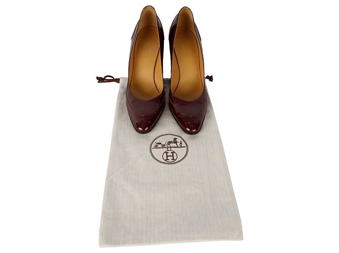 Hermès Patent Brogue Pumps Bordeaux - Ansicht 5
