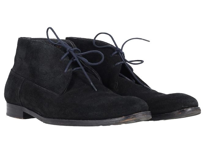 Stivaletti con lacci Hugo Boss Desert in camoscio nero - vista 3