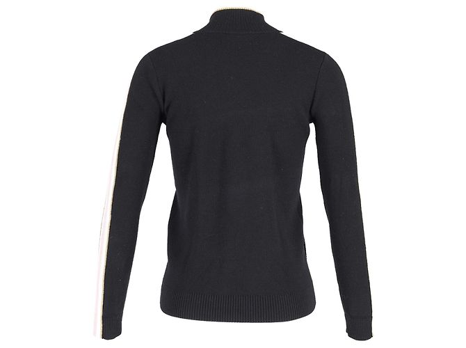 Bella Freud Race Track Trainingsjacke mit Reißverschluss und Seitenstreifen aus schwarzer Wolle - Ansicht 3