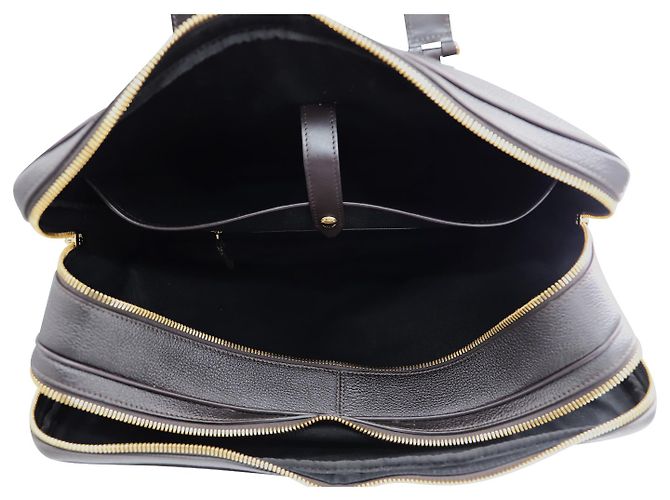 Tom Ford Sac Porte-Documents Pebble Grain en Cuir Marron - vue 10