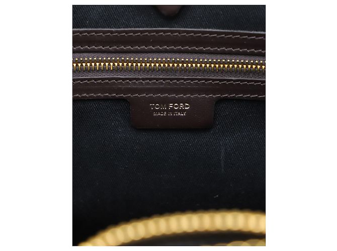 Tom Ford Sac Porte-Documents Pebble Grain en Cuir Marron - vue 12