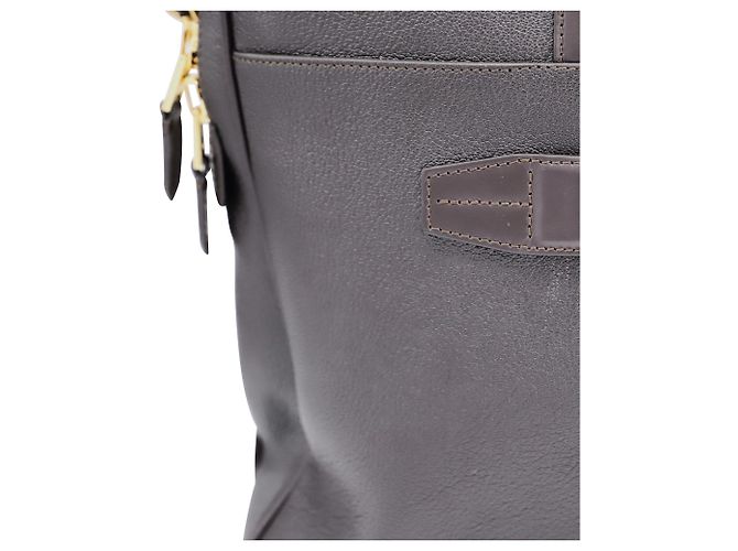 Tom Ford Sac Porte-Documents Pebble Grain en Cuir Marron - vue 16