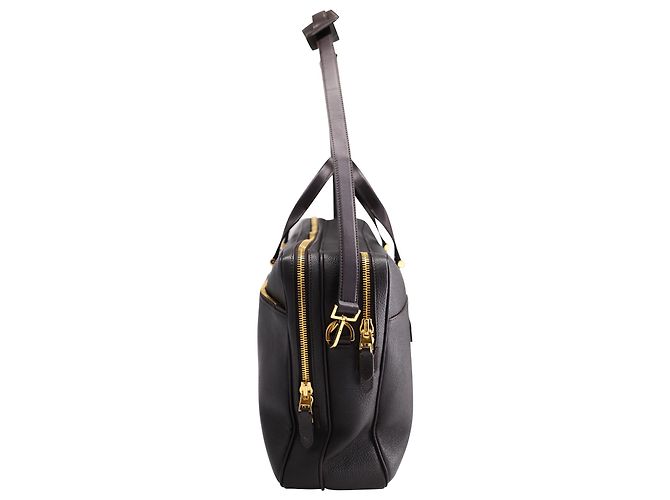 Tom Ford Sac Porte-Documents Pebble Grain en Cuir Marron - vue 3
