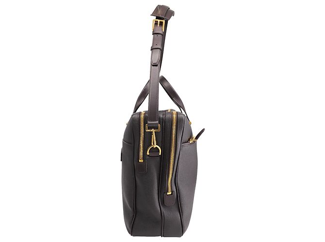 Tom Ford Sac Porte-Documents Pebble Grain en Cuir Marron - vue 5