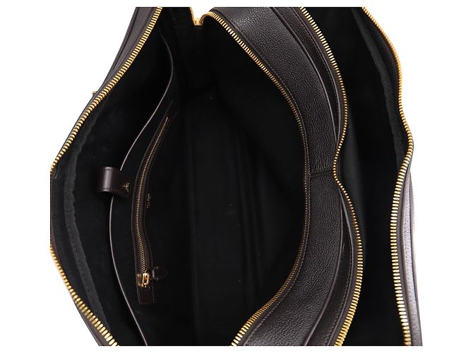 Tom Ford Sac Porte-Documents Pebble Grain en Cuir Marron - vue 8