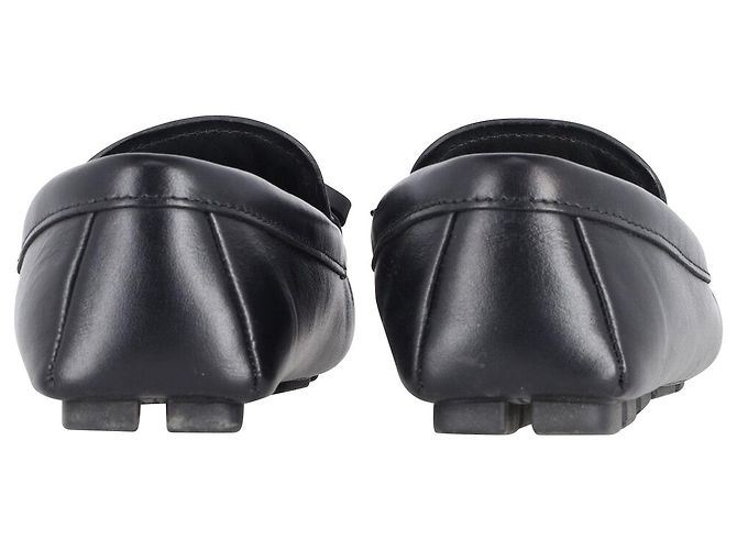 Prada Bow Mocassins de conduite détaillés en cuir noir - vue 4