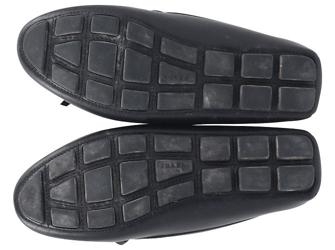 Prada Bow Mocassins de conduite détaillés en cuir noir - vue 6