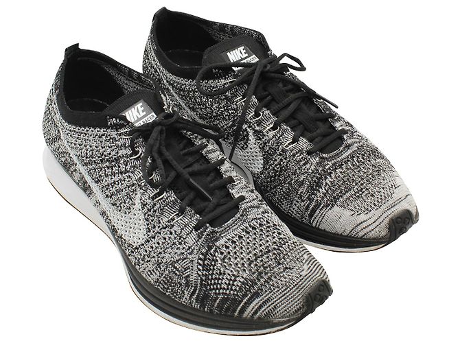 Sneaker Nike Flyknit Racer in sintetico grigio Oreo Nero - vista 3