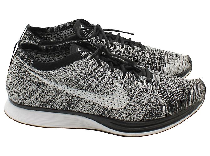 Sneaker Nike Flyknit Racer in sintetico grigio Oreo Nero - vista 4