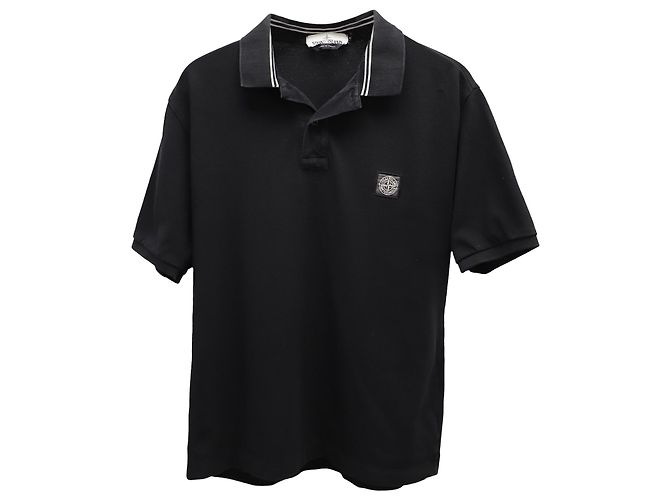 Polo Stone Island Regular Fit in cotone nero - vista 2