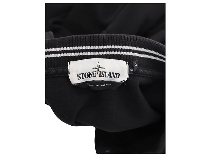 Polo Stone Island Regular Fit in cotone nero - vista 4