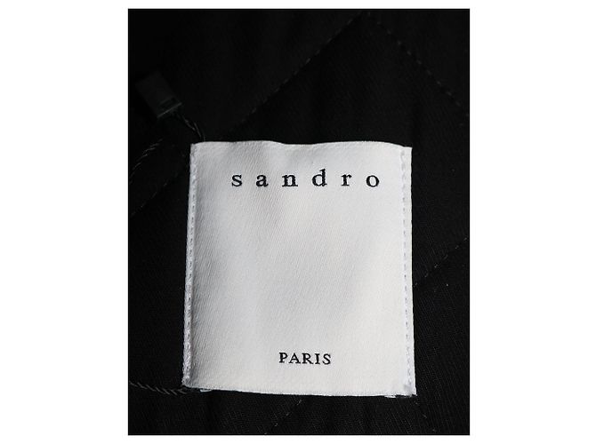 Sandro Paris Shearling Trucker Jacket aus blauem Baumwolldenim - Ansicht 3