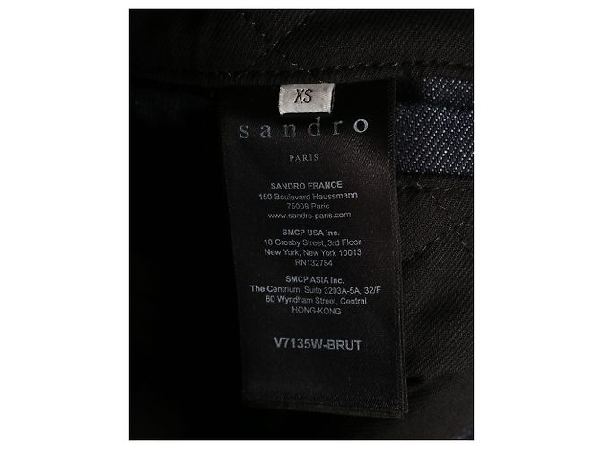 Sandro Paris Shearling Trucker Jacket aus blauem Baumwolldenim - Ansicht 4