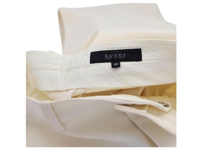 Calça sob medida Gucci em lã marfim Branco Cru - vista 5