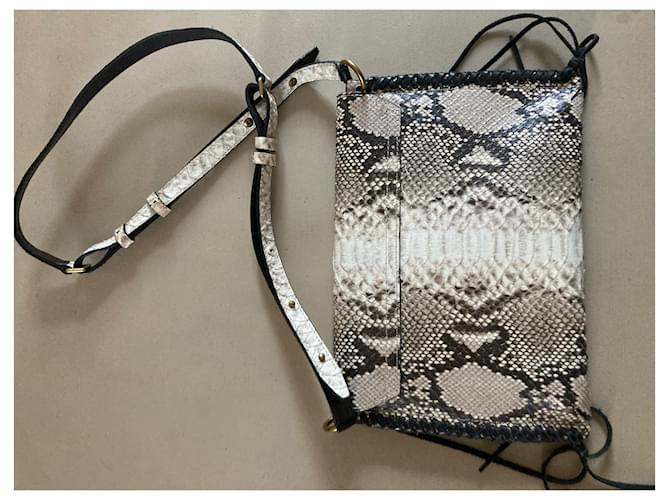 Bolsa Isabel Marant em couro efeito python marfim Impressão em python Fora de branco - vista 3
