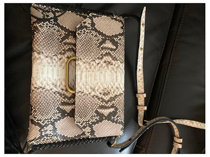 Bolsa Isabel Marant em couro efeito python marfim Impressão em python Fora de branco - vista 4