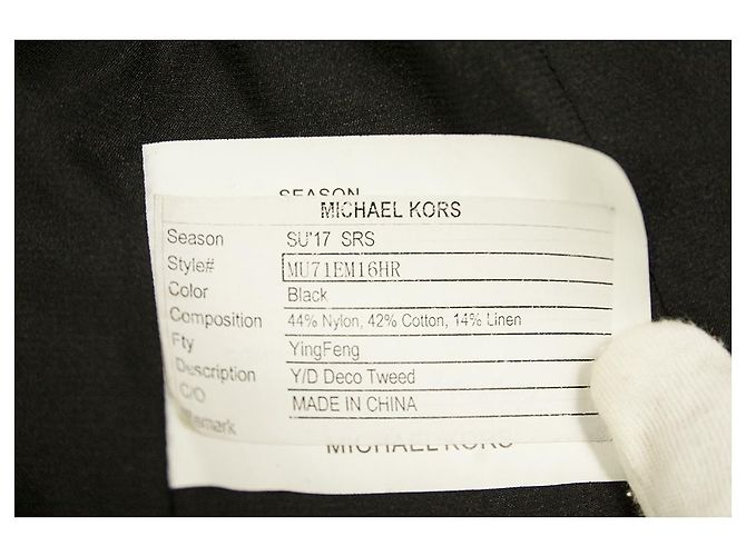 Michael Kors Schwarz & Weiß Offene Frontreißverschlüsse Baumwolle Leinen Tweed Jackengröße 2 - Ansicht 5