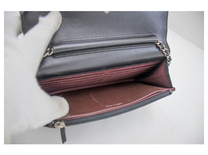 Wallet On Chain CHANEL Portafoglio classico nero su catena Borsa a tracolla WOC Pelle di agnello - vista 10