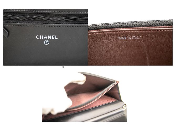 Wallet On Chain CHANEL Portafoglio classico nero su catena Borsa a tracolla WOC Pelle di agnello - vista 8