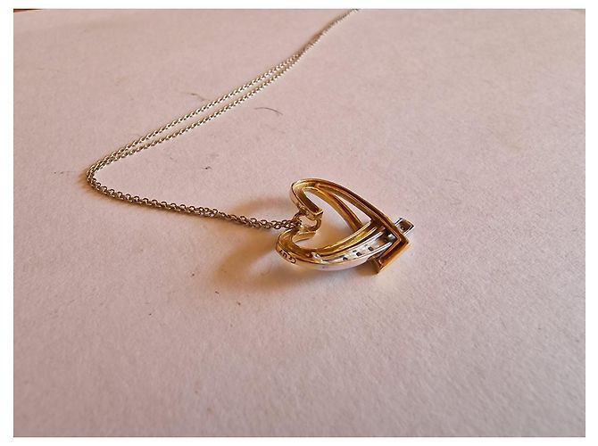 Guy Laroche coração de ouro 750/000 e diamantes Prata Dourado - vista 2
