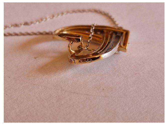 Guy Laroche coração de ouro 750/000 e diamantes Prata Dourado - vista 5