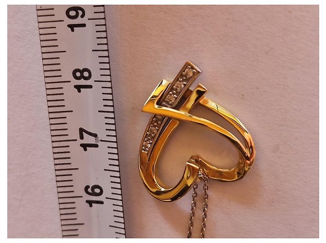 Guy Laroche coração de ouro 750/000 e diamantes Prata Dourado - vista 6