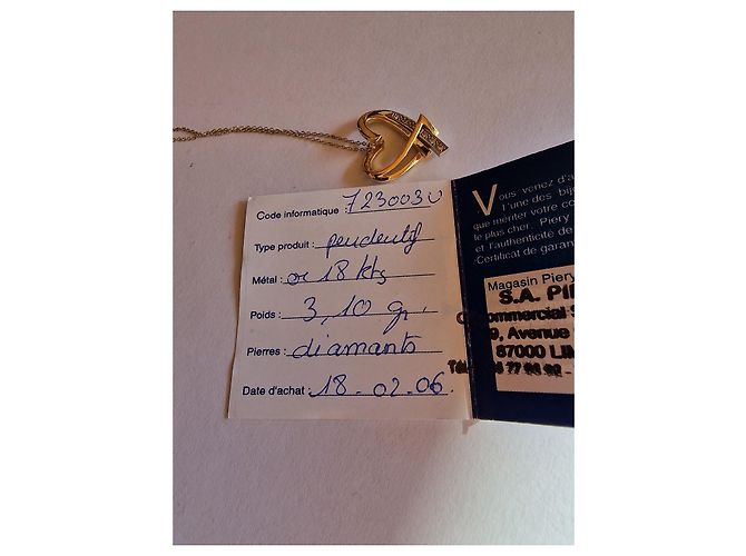Guy Laroche coração de ouro 750/000 e diamantes Prata Dourado - vista 7