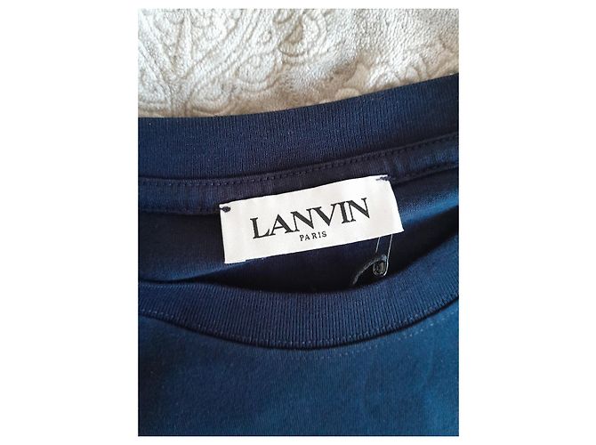 Camiseta Lanvin bordada de algodón azul oscuro - vista 4