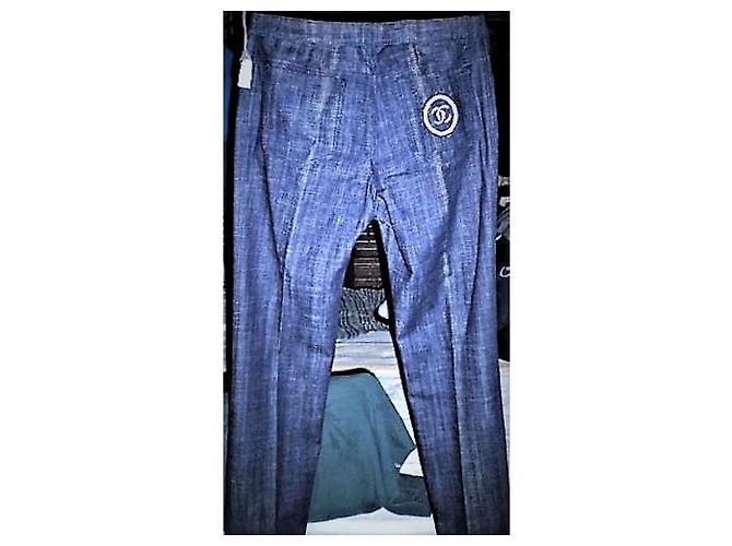 Cambon Jeans Chanel blu in cotone a gamba dritta - vista 5