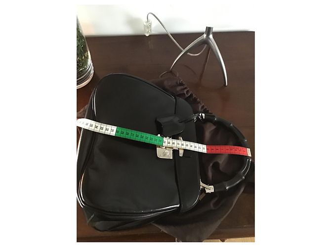 Borsa a mano Gucci Bamboo Padlock in pelle nera Nero - vista 12