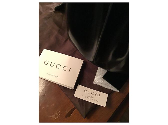 Borsa a mano Gucci Bamboo Padlock in pelle nera Nero - vista 13