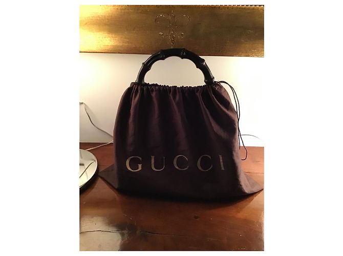 Borsa a mano Gucci Bamboo Padlock in pelle nera Nero - vista 2