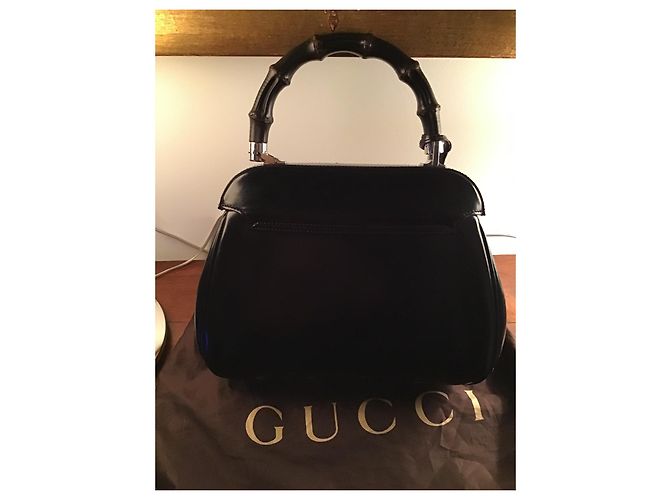 Borsa a mano Gucci Bamboo Padlock in pelle nera Nero - vista 3