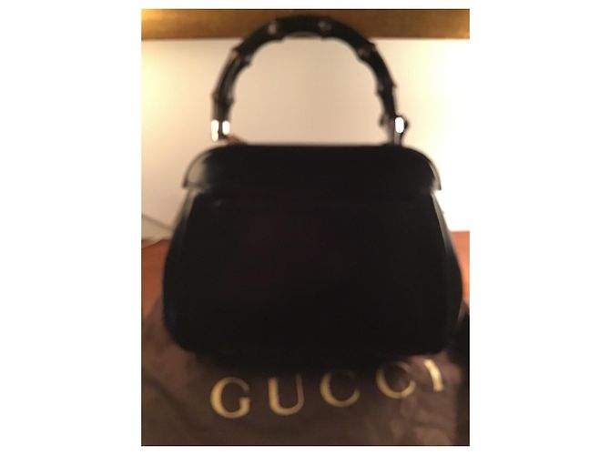 Borsa a mano Gucci Bamboo Padlock in pelle nera Nero - vista 4